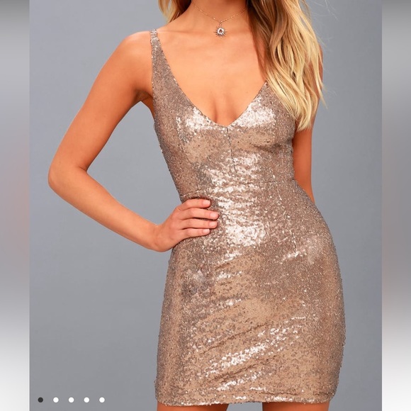 LULUS BRONZE SEQUIN DRESS!! - Picture 6 of 7